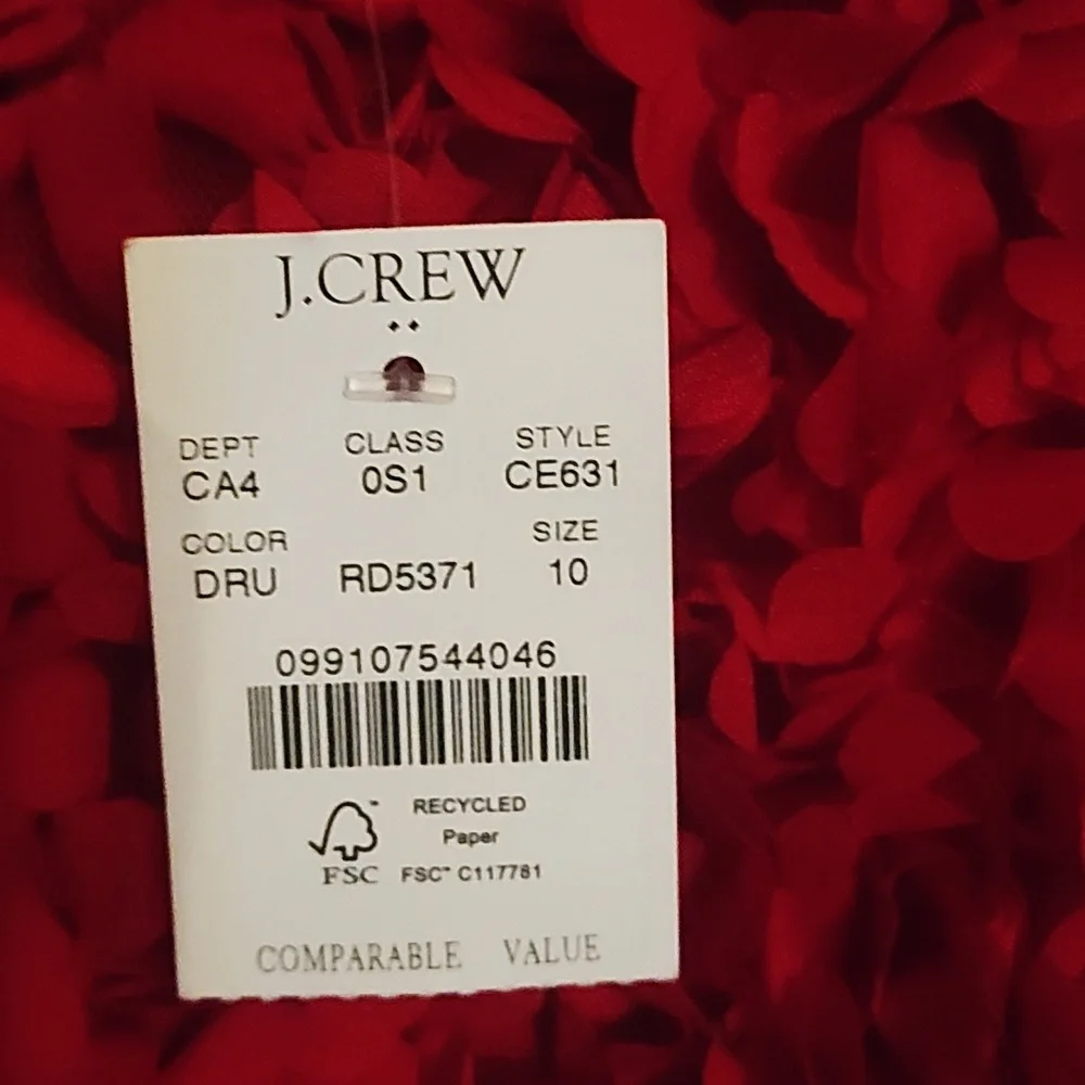 J.Crew Factory Red Flower Petal Textured Dress - Picture 3 of 4